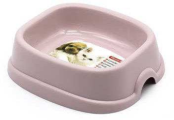CABLEPELADO - Comedero Perro plastico Rex Rectangular para Mascotas 16 cm- Bol Mascotas - Cuenco Agua - Bebedero - Plato Animales - Color Rosa Claro