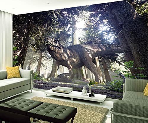 XAONUO Animal Papier Peint Intissé Animaux Dinosaures Arbres 140X70Cm Papier Peint Effet 3D Papier Peint Intissé Tapisserie Murales Panoramique 3D Peinture Murale Non-Tissé