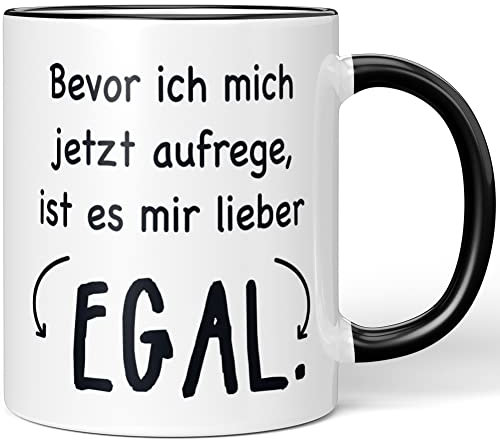 JUNIWORDS Tasse, Bevor ich Mich Aufrege, ist es Mir Lieber egal, Schwarz (1005411)