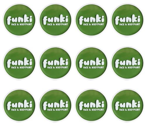 Green Oil-Based Facepaint - Pack Of 12 - Pot of Green Face Paint - Fancy Dress Costume Makeup Accessory
