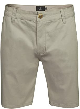 Xact Men's Chino Shorts Stretch Cotton Smart Tailored Regular Fit Zip Fly Flat Front Summer Golf Work Casual UK