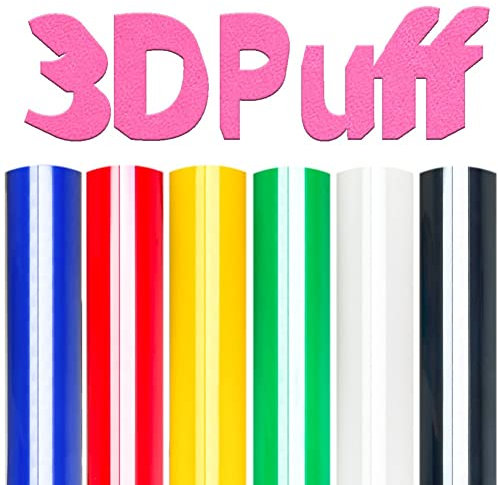 Yalulu 6 Blätter 3D Puff Plotterfolie Textil, Transferfolie Plotter, Vinylfolie Flexfolie, Wärmeübertragung Transferfolie Plotterfolie Textil, Transferfolie zum Aufbügeln