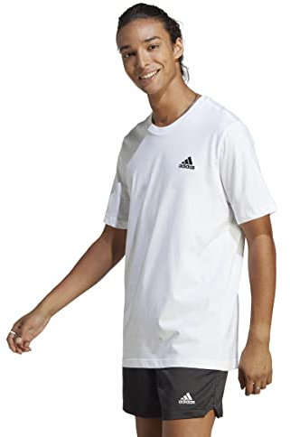 adidas Herren Essentials Single Jersey Embroidered Small Logo Tee, White, M