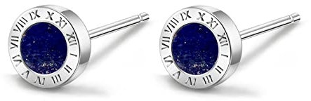 Immobird Ohrstecker 925 Sterling Silber Ohrringe Damen Lapislazuli-Ohrringe Unisex Weihnachtsgeschenke Geschenke Für Männer Und Frauen