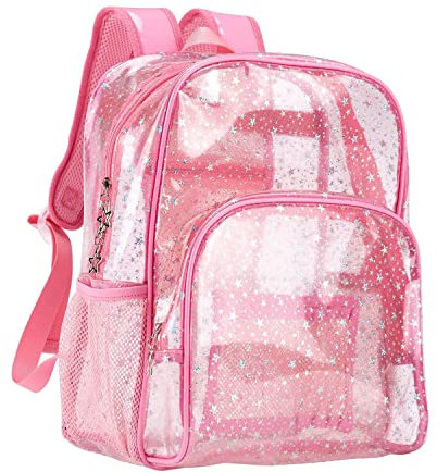 BelugaDesign Zaino glitter rosa chiaro | Simpatiche forniture scolastiche pastello Kawaii per donne e adolescenti | Cinghie regolabili con cerniera a stella d'argento