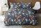 Sympathica Satin Bettwäsche Anisa Teal dunkelblau Blumen Wende 135x200 cm