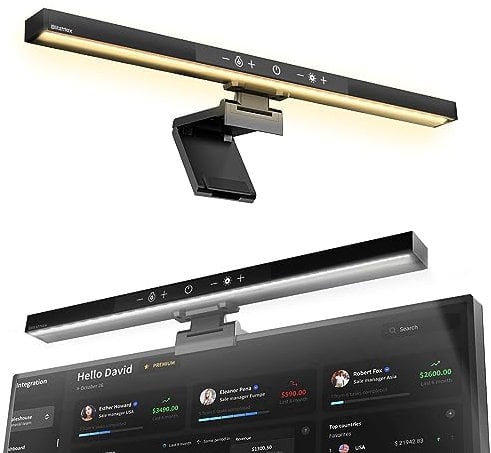 BlitzMax Monitor Light Bar, Computer Monitor Lamp, Memory Stepless Dimming Touch Control Screen Light Bar, 5 Color Temperatures, USB Powered LED Reading Desk Lamps for Home/Office/Game