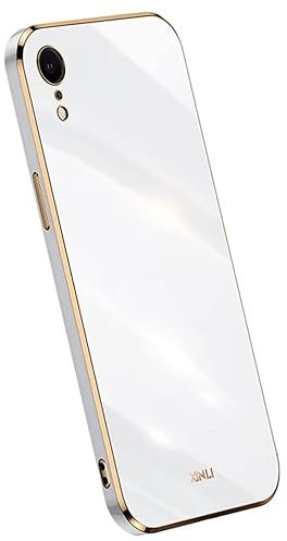 Topme Silikonhülle für iPhone XR (6.1 Inches), [handyhülle im Goldrand-Stil] - Weiß