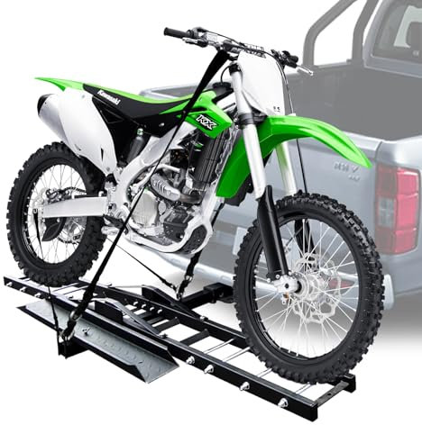 Grandroad Porte-attelage de remorque de moto en acier robuste, 204 kg, support d'attelage avec rampe de chargement, dispositif de verrouillage anti-basculement