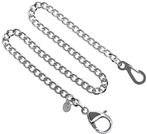 watchvshop Edelstahl Taschenuhr Kette Albert Kette mit Stahl Panzerkette Gliederkette, Stahl Karabinerverschluss und Stahl Polnischen Verschluss FCS92, silber, Modern