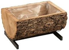 J-Line by Jolipa Cache-Pot Demi-Tronc sur Pied en Bois Naturel 40x31x18 cm