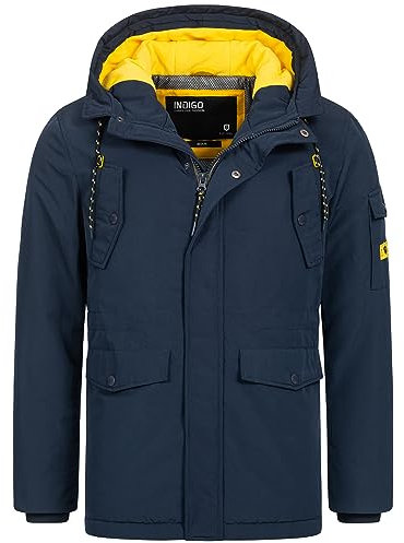 Indicode Herren Ocala Herrenmantel mit verdeckter Knopfleiste | Wintermantel für Männer Navy, XL