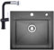 CECIPA 50 * 45CM Spülbecken Schwarz Grau 1 Becken Mit Mischbatterie Küche Schwarz Chrom