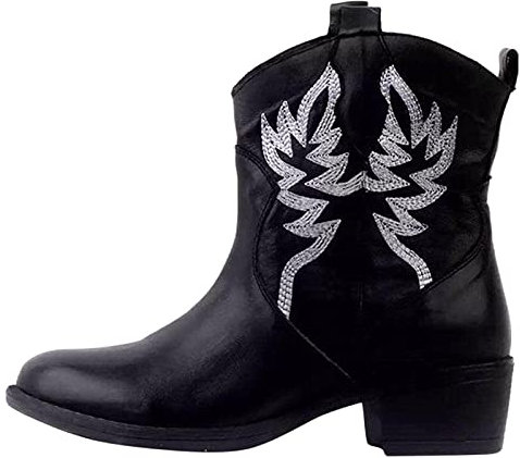 Stivali Texani Donna Texani Camoscio Cowboy Cowboy Boots Biker Neri Texani Alti Western Stivali Invernali con Tacco Stivaletti Morbidi Equitazione