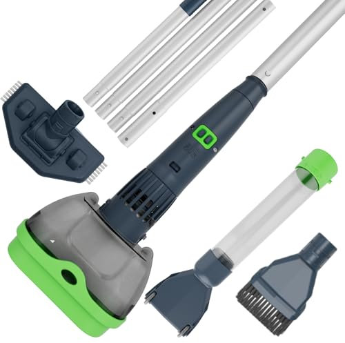 3 in 1 Rechargeable Pool & Spa Hot Tub Vacuum Cleaner - Dual Mode & Magnetic Drive System, 25µm Ultra Fine Mesh Filters for Hot Tub, Small Above Ground Pools - 90 Mins, Oil Absorbers, Poles