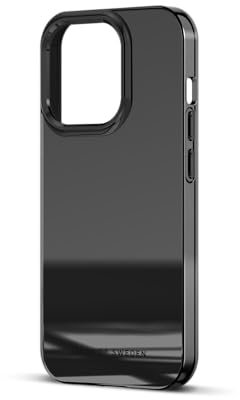 IDEAL OF SWEDEN Durchsichtige Handyhülle mit erhöhten Kanten und Nicht vergilbenden Materialien, fallgetesteter Schutz mit Spiegel Finish, kompatibel mit iPhone 15 Pro (Black Mirror)