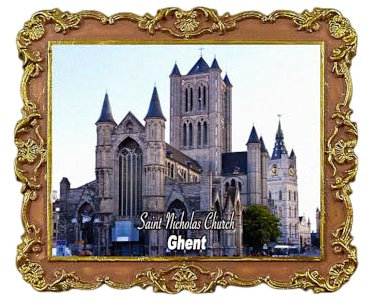 Kühlschrankmagnet mit Nikolaus-Kirche, Gent, Belgien, 3D, Reise-Souvenir, Kühlschrank-Dekoration, magnetischer Aufkleber, Bastelsammlung