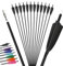 12Pcs 4inch Türkei Feder gemischt Carbon Pfeil 500 Spine Bogenschießen Jagdpfeile Anzug für Compound/Recurve Bogen Ziel Praxis Pfeil (schwarz, 30 Zoll)