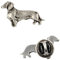 Art-Dog Unikate Silber Hund Anstecknadel - Versilbert Handmade - Broschen Frauen - Lustige Pins - Silber Brosche Schmuck - Teckel – 1,6x2,5x4cm