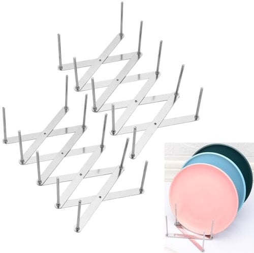 Aililong Lot de 2 supports à nervures et porte-couvercles de casserole - En acier inoxydable - Avec support de couvercle réglable pour ranger casseroles, poêles et assiettes