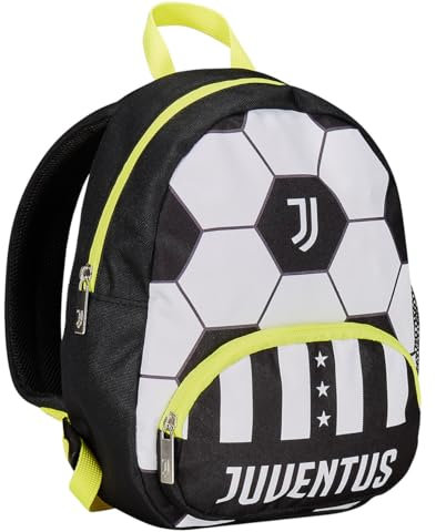 Seven Zaino Asilo Small, F.C. JUVENTUS Calcio, Nero Bianco - Tasche Laterali Porta Borraccia, Tasca Frontale, Zainetto Asilo Bambino - Zaino Scuola Kid