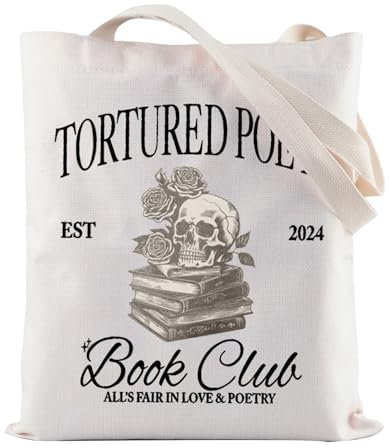 ZJXHPO Tortured Poet Tote Bag Tortured Poet Book Club Wiederverwendbare Einkaufstasche TS New Album Schultertasche TS Sänger Fans Geschenk, Tasche für Buchclub, Medium