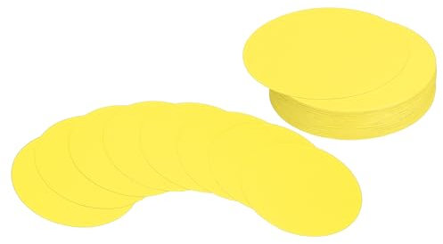 PATIKIL 50 Stück Moderationskarten Karteikarten Kreis-Karton, 10 cm runde Ausschnitt-Papierdicke Karton-Untersetzer für DIY-Bastelprojekte Klassenzimmer-Pinnwand-Dekoration, Gelb