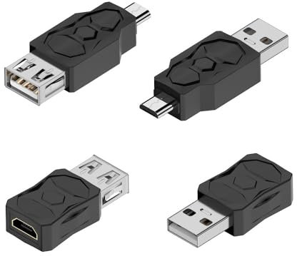 Mugetech USB2.0 to Micro USB Adapters, 4 Pcs USB Male to Micro USB Female Converter Adapter for USB Micro-B Devices