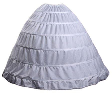 Myhengt Unterrock Reifrock 6 Ringe TÜLLROCK Petticoat Unterrock Krinoline Brautkleid (DE/NL/SE/PL, Alphanumerisch, Einheitsgröße, Regular, Regular, weiß)