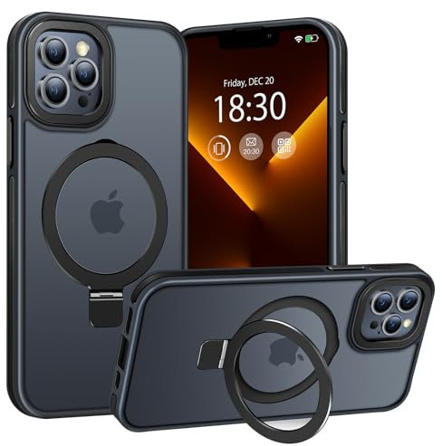 BENTIACC Phone Case for iPhone 13 pro, with Invisible Stand, with Mag-Safe, Military Protection, [Translucent Matte] Anti-fingerprint iPhone 13 pro Case (Black)