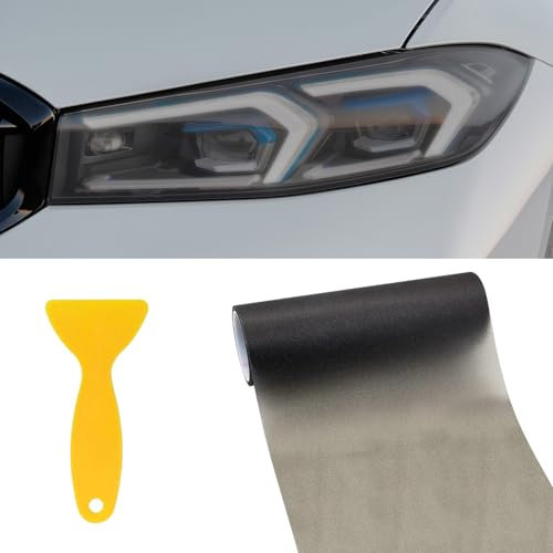 GizuInseti Tönungsfolie Auto Scheinwerfer Rückleuchten Folie 30 * 120Cm, Lampenfolie Folie Für Scheinwerfer Ückleuchten, Schutzfolie Sticker Auto Passgenau Selbstklebende (Mattes Hellschwarz)