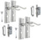 Chrome Bathroom Door Handle with Privacy Lock Set & 3 Lever Sash Lock x 2 - Victorian Style Internal Thumb Turn Latch for Interior Doors Polished Chrome Door Handles, Back Plate, 150 x 42mm,