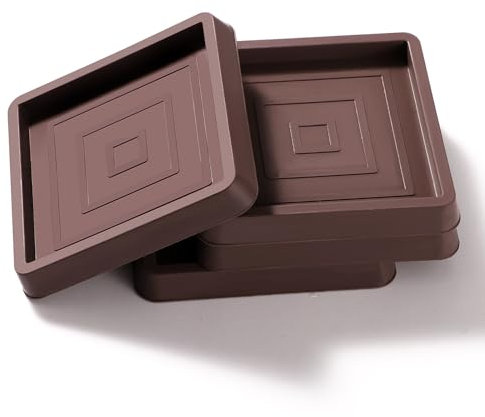 VooGenzek 4 Stücke 6.4cm Quadratisch rutschfest Möbeluntersetzer, Möbeluntersetzer aus Gummi, Möbeluntersetzer Hartholzböden, für Bett Schrank Sofa Stuhl Tisch Klavier, Braun
