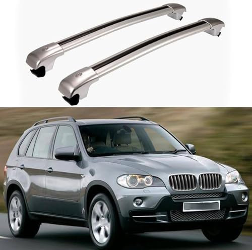 JUNYEW Dachgepäckträger Dachträger für BMW X5 E70 2006-2013 -Aluminium (2 Stücke) Integrierte Dachreling Tragkraft 75 Kg Vormontiert Inklusive Schloss,A