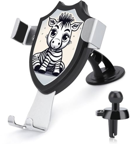 KLWQR Funny Zebra Car Phone Mount Stand Hands Free Cell Phone Holder Non-Slip Ultra Stable Car Phone Holder Universal Fit Automobile Clamp Cradle Compatible with Most Cell Phones