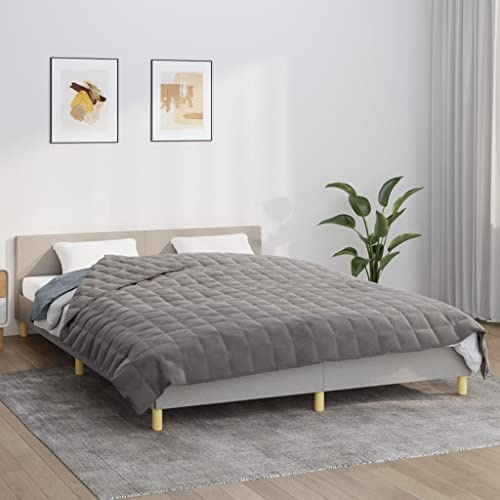 Brokky Gewichtsdecke Grau 200x230 cm 9 kg Stoff Entspannungsdecke Schwere Decke zum Schlafen Erwachsene Weighted Blanket
