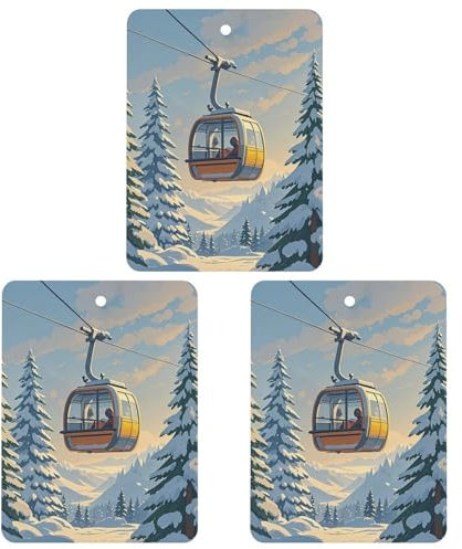 Auto-Lufterfrischer zum Aufhängen, Skilift mit Tanne, Aromatherapie-Tabletten, Kleiderschrank-Anhänger, Duftkarten für Rückspiegel, Schlafzimmer, Auto-Innendekoration, 3 Stück