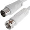 TECHZOCO Cable Antena-satelite, Cable TV Sat 75 Ohm, Conector RF coaxial Hembra a Conector Tipo F Macho, Sat Freesat Sky Virgin BT TV HDTV DVB DVD Radio/Coax, 70 dB, Blanco, 2.50 Metros
