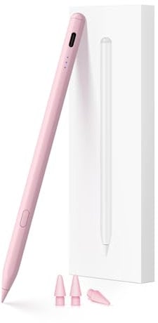 Stylus Pen for iPad (2018-2025), USB-C Fast Charging Pencil, Pixel-Perfect Tilt Sensitivity for Apple iPad 11/10/9/8/7/6/A16, ipad Mini 7/6/5, Air M3/M2 11/13/5/4/3, i-Pad Pro M4 13/12.9″/11″ Pink