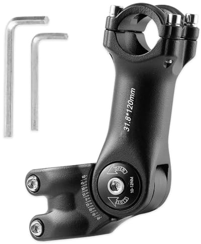 Aoreun Attacco Manubrio Regolabile ±60° per Bici, 31.8 mmx120 mm Manubrio MTB Attacco Manubrio, Prolunga Manubrio MTB, Manubrio Stelo Riser per la Maggior Parte di Mountain Bike, Bici da Strada