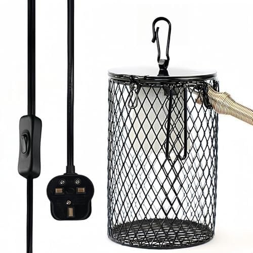 PetFizz Reptile Ceramic Lamp Holder Guard, Anti-hot Cage for Heat Lamp Bulb, UVA UVB Bulb, Basking Light, Ceramic Lamp Holder for Reptile, Bird, Tortoise, Lizard, Bearded Dragon(MINI)