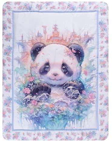 HMtideby Panda Baby-/Kleinkinddecke, Steppdecke für Kinderbett, für Jungen und Mädchen, Kinderzimmer, Bettüberwurf, Decke, 80 x 104 cm