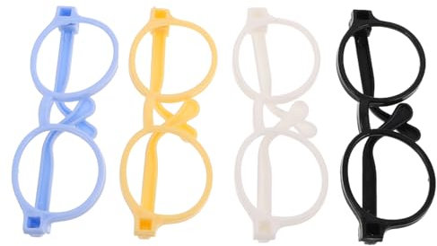Abaodam 4 Stück Spielzeugzubehör Puppenzubehör Puppe verkleiden Zubehör Brillengestell zum Anziehen der Puppe Puppenbrille Brillengestell für Mini-Puppen Brille Plastik
