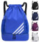 Veftsvy Turnbeutel mit Kordelzug, Wasserdicht Sportbeutel mit Schuhfach, Sportrucksack Gym Bag mit Innentasche, Außentasche, Sporttasche für Herren Damen Jungen (Blau, Einheitsgröße)