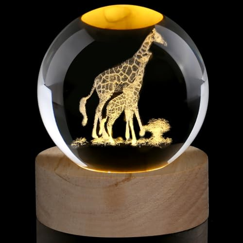 AWARDSEN 60 mm Giraffe Glaskugel Deko Tier-Kristallkugel Giraffen Geschenke | AWARDSEN Giraffe Glaskugel Deko Geschenke für Tierliebhaber, Deko Wohnzimmer, Personalisierte Geschenke für Frauen