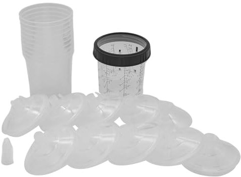 Gobelets De Mélange De Peinture avec Couvercles - Godet 400ml avec Collier De Retenue Et 5 Bouchons - Fournitures de Peinture Automobile pour Réparation Carrosserie et Projets Domestiques Meubles