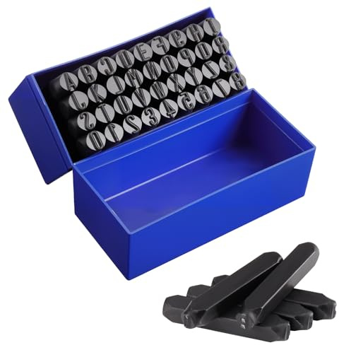 WiMas 36PCS 10mmStempelset mit Buchstaben und Zahlen, Stahlstempelset mit Alphabet A-Z, Zahlen 0-9 und Siegelstempel zum Selbstgestalten von Abdrücken auf Holz, Metall und Leder