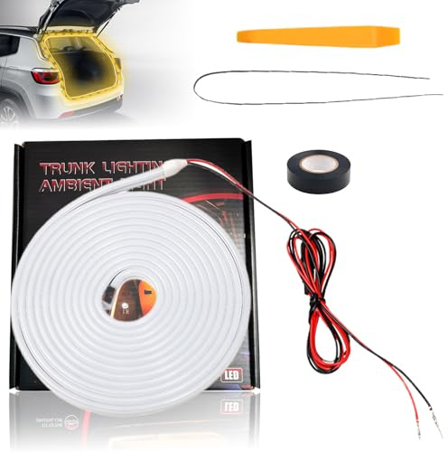 Calenxy 4M Kofferraum Lichtstreifen, Dynamic Flowing Car Trunk Light Strip, Kofferraum Beleuchtung LED Band, Automatischer Sensor Tail Box Light Strip für Auto KofferraumDekoration (Warm)