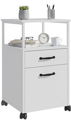 Relaxdays Rollcontainer, 2 Schubladen, Hängeregister, Design, HBT: 66,5 x 42 x 44 cm, Aktenschrank, Farbwahl