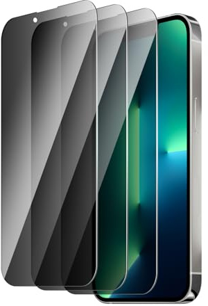 QZYWIKA Protection écran pour iPhone 13 Pro Max/14 Plus, Anti espion 3 Pièces, Film en verre trempé de dureté 9H Anti-Rayures Anti-Empreinte Installation Facile